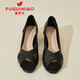 FuguiniAO Fish-billed Sandals for Women 2024 Summer New Top Cowhide Women's Shoes Mesh Thick Heel Single Shoes Mom's Shoes Black 34
