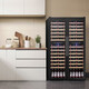Bacchus wine cabinet with double doors, 150 bottles, thermostatic cabinet, home commercial, tea, sake, beer, champagne, whiskey, ice-cold bar cabinet, built-in wine storage, large living room, villa, full beech wood shelf model, 416L YC-208 air-cooled compressor, four temperature zones