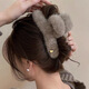 BARY REEF Autumn and Winter Furry Hair Clip Women's Plush Grip Clip Large Hair Shark Clip Furry Ins Feeling Hair Accessory Back of Head Plush Coffee Color 13cm