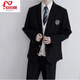 Anchu summer college style dk uniform suit suit loose and handsome spring and autumn jk student class uniform badge suit jacket W45 black suit + white long-sleeved shirt + tie + trousers XL + badge [recommended 120-140Jin [Jin equals 0.5 kg]]