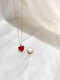 Li Shen 18K gold pendant double-sided love red agate pendant au750 gold necklace women's clavicle chain women's 18k gold rose gold pendant + 18k gold necklace