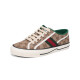 Gucci (Gucci) Men's Tennis 1977 Serie Fabric Lace-Up Casual Sports Shoes 606111 HVK20 9766 Patrón Beige / Ebony GG 44 / marca Código original de la marca 10