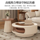Bamboo holder round glass coffee table living room home 2025 new small apartment cream style designer creative rotating coffee table table rotating coffee table side table combination