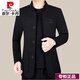 Pier Cardin Veste à col de haut haut d'âge moyen et jeune pour le costume Zhongshan masculin veste en laine mince en laine pour le printemps et l'automne masculin Nouveau café gris f508 180 / xl (135-150jin [Jin est égal à 0,5 kg]))