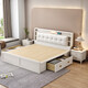 Yu Feiqi Nordic Solid Wood Bed Double Bed Modern Simple High Box Night Light Storage Charging Bed 9902# Bed + Latex Brown Pad [Comfortable Latex] 1.8*2.0m (High Box with Tail Draw)