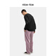 Schöner Reis, leichte und hautfreundliche 320G-Baumwollmischungen lose lockere Strickpantate für Männer NFC12040 Pilzasche (320 g) l