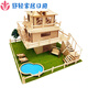 Three-dimensional composition material toothpick model ice cream stick DIY small house wooden stick small wooden stick children handmade room + old decoration + lamp semi-finished product + glue + drawing