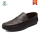 Woodpecker 2025 Nuevos zapatos Doudou de cuero suave para hombres zapatos de cuero casual de cuero para hombres de estilo coreano zapatos de moda jóvenes de moda yl-d826 negro 39