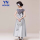 衣诺坊儿童礼服女童长裙演出服主持人表演舞蹈裙 灰色：缎摆长裙 140cm