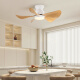 Weather vane Nordic restaurant fan light LED simple modern bedroom children's room ceiling fan light mute smart voice fan light Elf 22-686A full white - ceiling 3 leaves variable frequency remote control