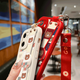WAIDM is suitable for Huawei Enjoy 60pro mobile phone case for girls Enjoy 60 protective case for women Hi Enjoy 60por soft shell silicone full-pack anti-fall wristband bracket new style bracelet crossbody [slant cross red] HH1390 Huawei Enjoy 60 Pro