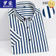 
ROMON short-sleeved shirt men's summer short-sleeved shirt navy blue background white stripes no iron business casual youth workwear half-sleeved flat elastic short-sleeved D833 44 [185-200Jin[Jin equals 0.5 kg]]