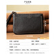 Master Lu's first layer cowhide leather zipper small cow bag pure handmade retro simple change storage bag small bag chocolate brown