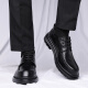 Zapatos de cuero portuleso para hombres de negocios británicos para hombres zapatos informales de negocios bajo zapatos de boda de la suela gruesa baja 9929 Negro 40