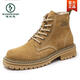 Woodpecker Martin boots men's side zipper retro high top shoes men's reverse velvet cowhide men's boots trendy British style work clothes yellow boots 38