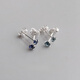DL 1998 Fat Donglai same style tanzanite earrings natural 3mm sapphire London blue topaz mini silver earrings for women Tanzanite blue 3mm丨silver pair