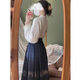 Airodan neues chinesisches Stilkleid für Frauen im Herbst Neue Frauenkleidung und verbesserte Hanfu Daily Pendler Pferdesgesicht Rock Volles Set Top + Rock 1047 XL