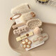 Half plush hair clip autumn and winter hair clip for women 2024 new children's clip headwear side bangs clip cute clip hair accessories milk white 10-piece set