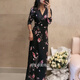 NYCKJK Temperament Fleischbedeckte Wickelrock Retro Blumenschleife 2022 Frühling und Sommer Neues schwarzes langes einteiliges Kleid 3271 s
