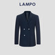 Blue Leopard (LAMPO) Blazer imported REDA pure wool suit double-breasted suit top suit dress jacket suit (Capri blue) 46 (170/92)