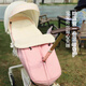 Qiaoyi can expose your feet, stroller warm sleeping bag for winter outing, windproof and waterproof, thickened stroller foot cover and foot cover, millennium pink, thickened lambswool, can be used for sitting and lying down, can expose your feet