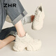 
ZHR dad shoes for women Spring and Autumn Small Sports Casual Shoes for Women Inner Heightening Thick Sole Women's Shoes G728 Beige 37