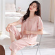 Modal 2025 pijama nuevo con almohadilla de cofre para mujeres para mujeres para algodón de verano Pantalones cortados de manga corta para mujeres para el verano delgado de ropa para el hogar LSF-695 Polvo blando L 165 Peso recomendado 105-125Jin [Jin equivale a 0.5 kg]