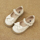 Children's Leather Shoes 2025 Spring and Autumn New Girls Korean Style Soft Sole Princess Shoes Baby Girls Bows Off-White 34/Inner Length 20.1cm