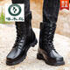 Woodpecker genuine leather boots outdoor hiking shoes zipper Martin boots men's high top men's shoes waterproof snow boots men's boots black worker black high top zipper [standard model] flagship model 42
