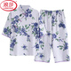 浪莎（LangSha）夏季国风短袖睡衣套装家居服棉新中式夏天七分裤可外穿女休闲薄款 Y9902 M