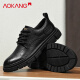 Aokang casual leather shoes men's British business big toe shoes 2025 summer new low top Martin boots men's black thick sole shoes black 41