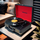 Xinku gives away records/gift bags, vinyl record player, retro gramophone, integrated audio, Bluetooth speaker, living room, European style housewarming, wedding, old-fashioned ornaments, table, birthday gift, classic version, black and red + stylus + wireless Bluetooth HIFI sound quality