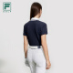 FILA Official Women's Knitted Short-Sleeved POLO Shirt 2024 Summer New Golf Sports Sunscreen Top Tide Blue-DB165/84A/M