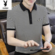 Playboy (Playboy) Striped Kurzärmer T-Shirt für Männer im Sommer New Mercerized Cotton Casual Slim Lteel halbärmelig T-Shirt Polo Shirt Top für Männer schwarz [6627] M [90-110jin [Jin gleich 0,5 kg]]