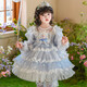 Anneyol Original Girls Spring Elsa Princess Dress 2025 New Spring and Autumn Lolita Mesh Puff Skirt Elsa Dress Blue 110