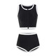 Miaoyijia swimsuit women's hot spring conservative split swimsuit set 2024 new adult swimsuits make you look slim and cover your flesh racing Sleeveless zipper split swimsuit [black with white edges] One size [suggested 80-120Jin [Jin equals 0.5 kg]]