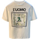 
Qianji (QIANJI) summer ins trendy brand T-shirt men's loose thin printed embroidered casual T-shirt versatile cool round neck half sleeve white [ZJ1098] 2XL suitable for 150-165 Jin [Jin equals 0.5 kg] wear