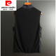 皮尔卡丹（pierre cardin）夏季薄马甲男士韩版潮流百搭马夹立领休闲坎肩镂空网眼外穿背心 黑色 3XL