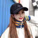 QUEENJOY Korean version thickened warm rabbit fur blended baseball hat for women in autumn and winter embroidered letters fashion trend warm peaked cap pink adult 54-60 adjustable