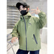 Boys Autumn Korean Jacket Big Children Spring Autumn Solid Color Boys Hooded Sports Handsome Thin Jacket Trendy NN-A12 Green 170cm