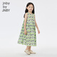 Jnby par jnby jiangnan tissu vêtements pour enfants robe sans manches de manchette mignon motif décontracté jupe mi-longueur filles 1n5g12350 088 combinaison gris-vert 100 cm