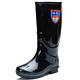 Warrior rain boots women's fashionable high tube rain boots waterproof and non-slip outdoor labor protection rain boots rubber shoes HXL863 black 36