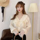 
Yu Zhaolin (YUZHAOLIN) [2694 people collect] 2025 summer new short-sleeved T-shirt for women's tops fashionable lace ruffled V-neck shirt white short-sleeved M