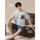 
Hengyuanxiang men's pajamas men's summer short-sleeved pure cotton shorts suit can be worn outside home clothes, all cotton summer thin style 16759 L (recommended 110-115Jin [Jin equals 0.5 kg])