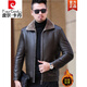 Pierre Cardin Haining genuine leather jacket men's velvet thickened fur all-in-one jacket middle-aged dad sheep leather jacket large size A9221 black 175 yards (recommended 115-135 Jin Jin equals 0.5 kg)