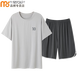 
Modal ice silk pajamas men in summer round neck short sleeve casual teenager men can wear home clothes suits outside 09M15606 XL 120-140Jin [Jin equals 0.5 kg]