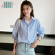 Halo Queen long-sleeved shirt women's niche design striped commuter shirt temperament versatile top H13KC2378