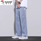 Pantalones casuales de pájaros carpinteros para hombres en primavera Nuevo estilo y tenis versátil Pantalones rectos de pierna ancha para hombres, pantalones casuales delgados y sueltos para hombres, 1048 Black 2xl recomendado 150-165 Jin [Jin equivale a 0.5 kg]