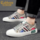Carbin Canvas Shoes Men's Shoes 2025 Summer Breathable Men's Casual Shoes Light Luxury Embroidery Shoes Men Flat Shoes Men White 42