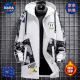 NASALIKE official trendy brand mid-length windbreaker jacket men's spring and autumn winter large-size hooded jacket student graffiti plus velvet jacket N73 white (spring and autumn style) XL (168-175cm 120-140Jin[Jin equals 0.5 kg])